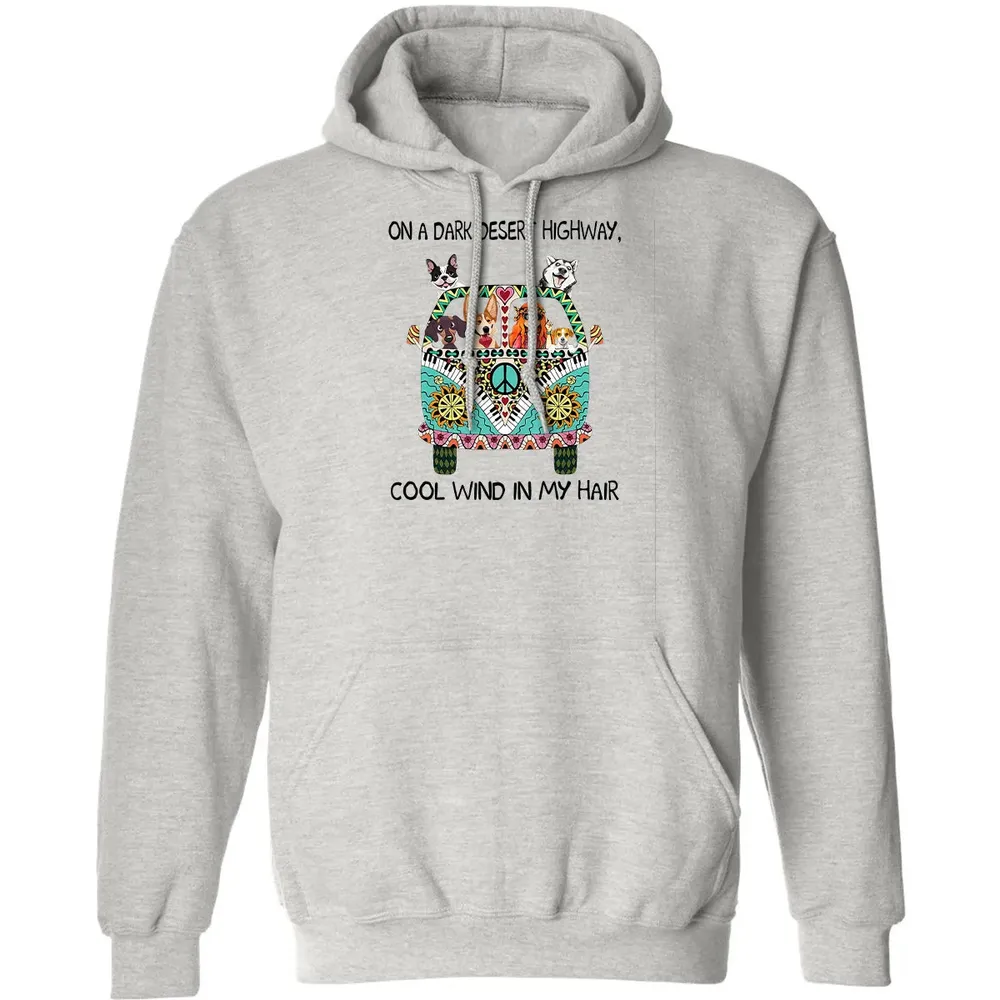 In Hair On Dark Highway A Desert Corgi Cool Wind Hippie Dog Classic Unisex Hoodie - 2