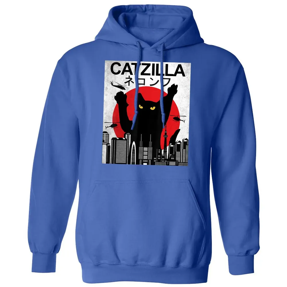 Vintage Catzilla   Japanese Cat Style   Retro Sunset Kitten Classic Unisex Hoodie - 9