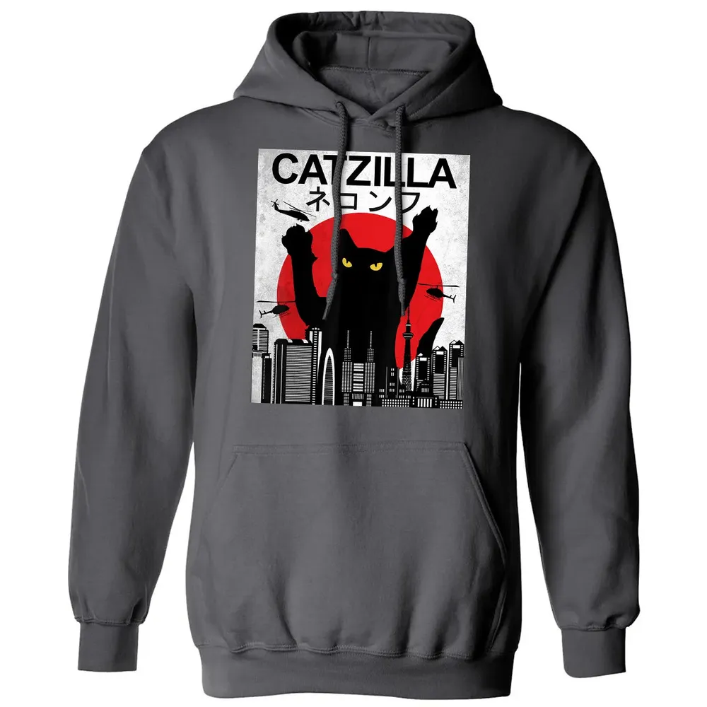 Vintage Catzilla   Japanese Cat Style   Retro Sunset Kitten Classic Unisex Hoodie - 7