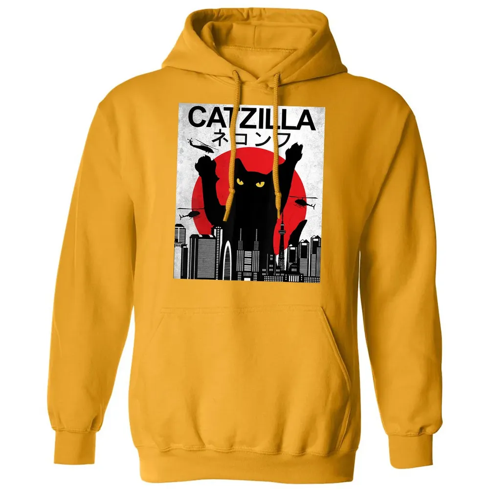 Vintage Catzilla   Japanese Cat Style   Retro Sunset Kitten Classic Unisex Hoodie - 12