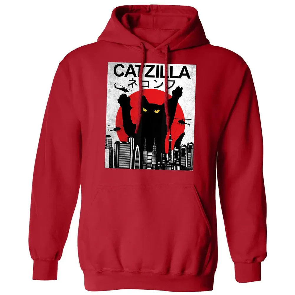 Vintage Catzilla   Japanese Cat Style   Retro Sunset Kitten Classic Unisex Hoodie - 5
