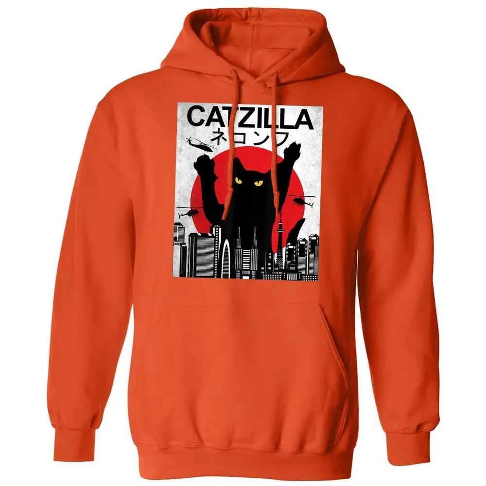 Vintage Catzilla   Japanese Cat Style   Retro Sunset Kitten Classic Unisex Hoodie - 10