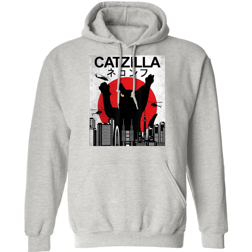 Vintage Catzilla   Japanese Cat Style   Retro Sunset Kitten Classic Unisex Hoodie - 8