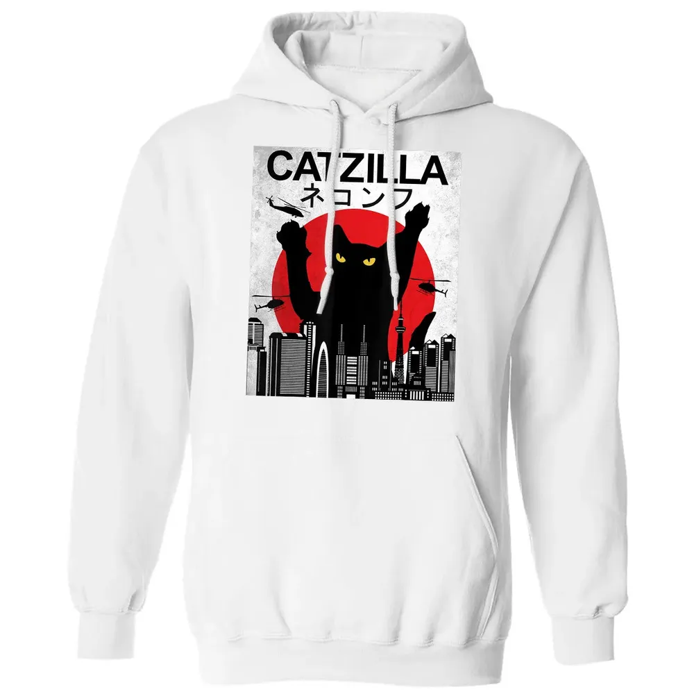 Vintage Catzilla   Japanese Cat Style   Retro Sunset Kitten Classic Unisex Hoodie - 11