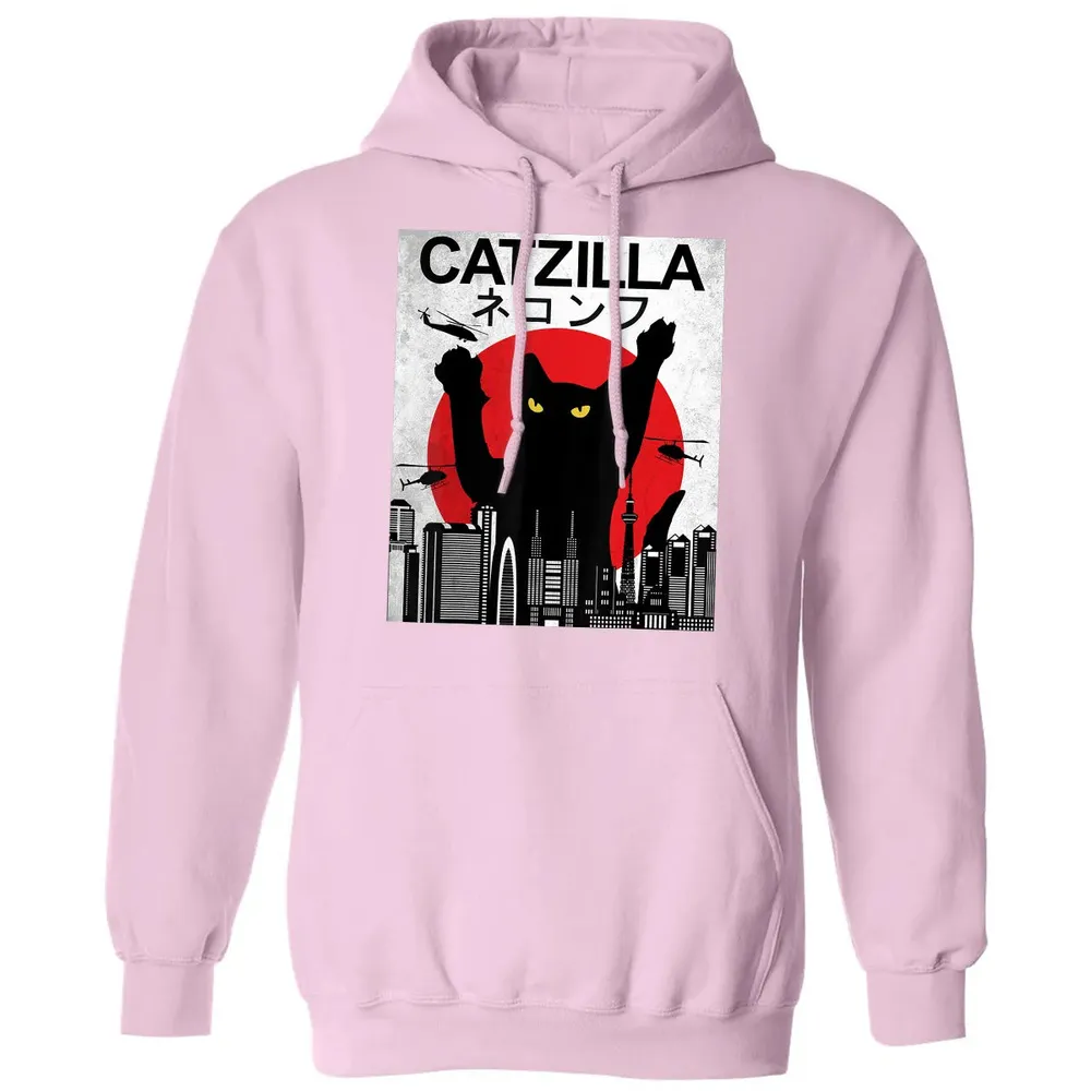 Vintage Catzilla   Japanese Cat Style   Retro Sunset Kitten Classic Unisex Hoodie - 3