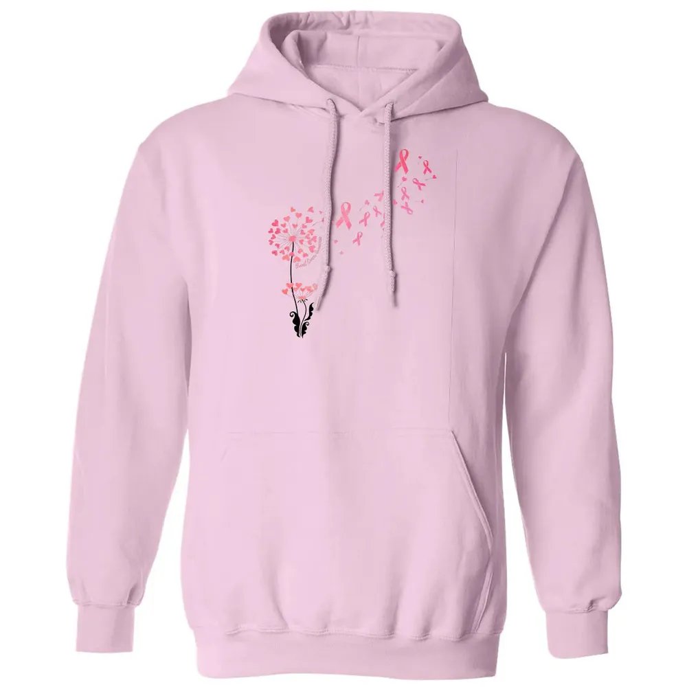Flower Heart Dandelion Funny Breast Cancer Awareness Classic Unisex Hoodie - 3