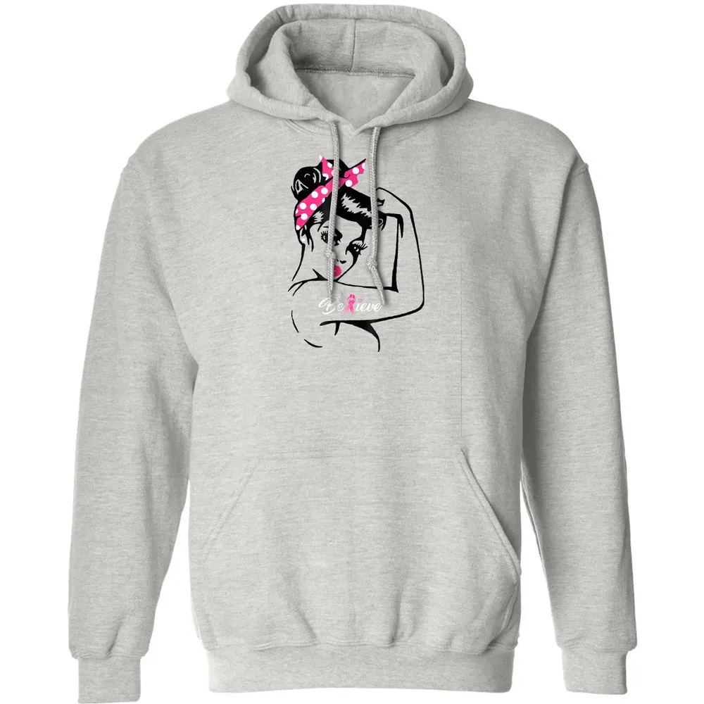 Breast Cancer Warrior T Awareness  Support Believe Classic Unisex Hoodie - 2