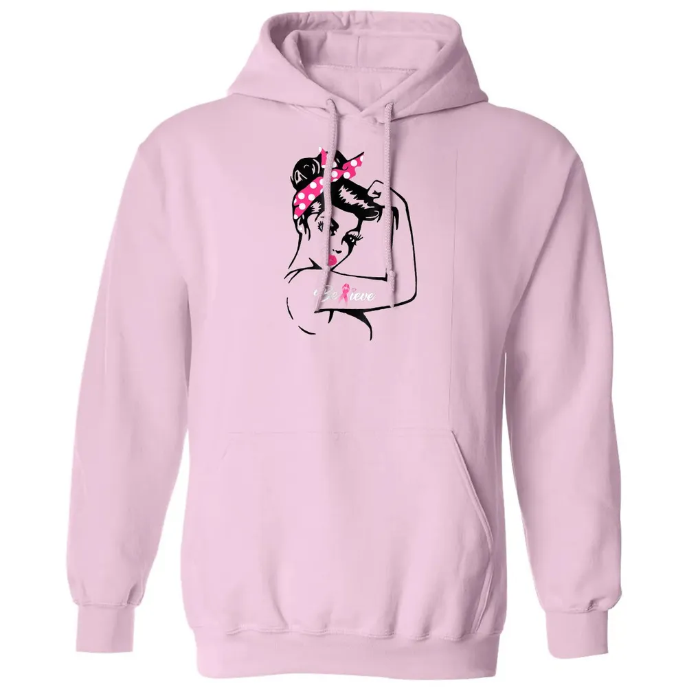 Breast Cancer Warrior T Awareness  Support Believe Classic Unisex Hoodie - 3