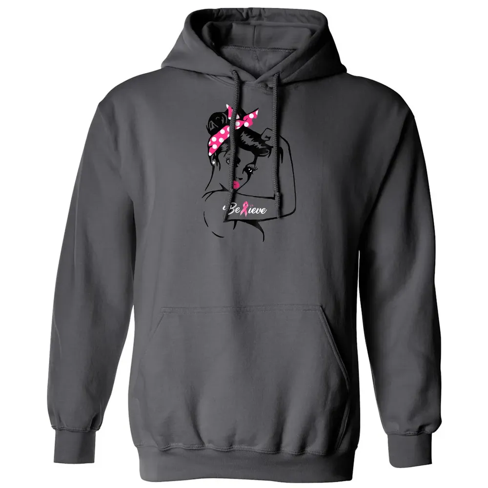 Breast Cancer Warrior T Awareness  Support Believe Classic Unisex Hoodie - 7
