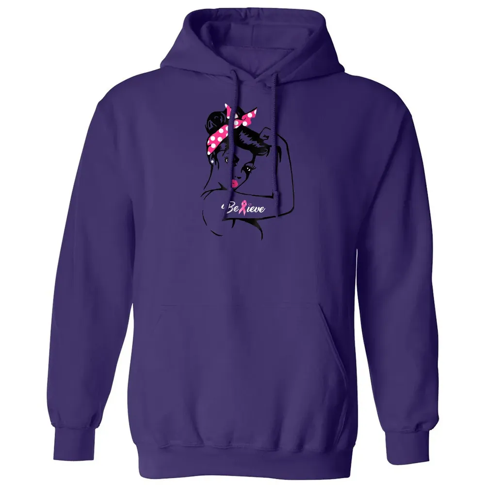 Breast Cancer Warrior T Awareness  Support Believe Classic Unisex Hoodie - 6
