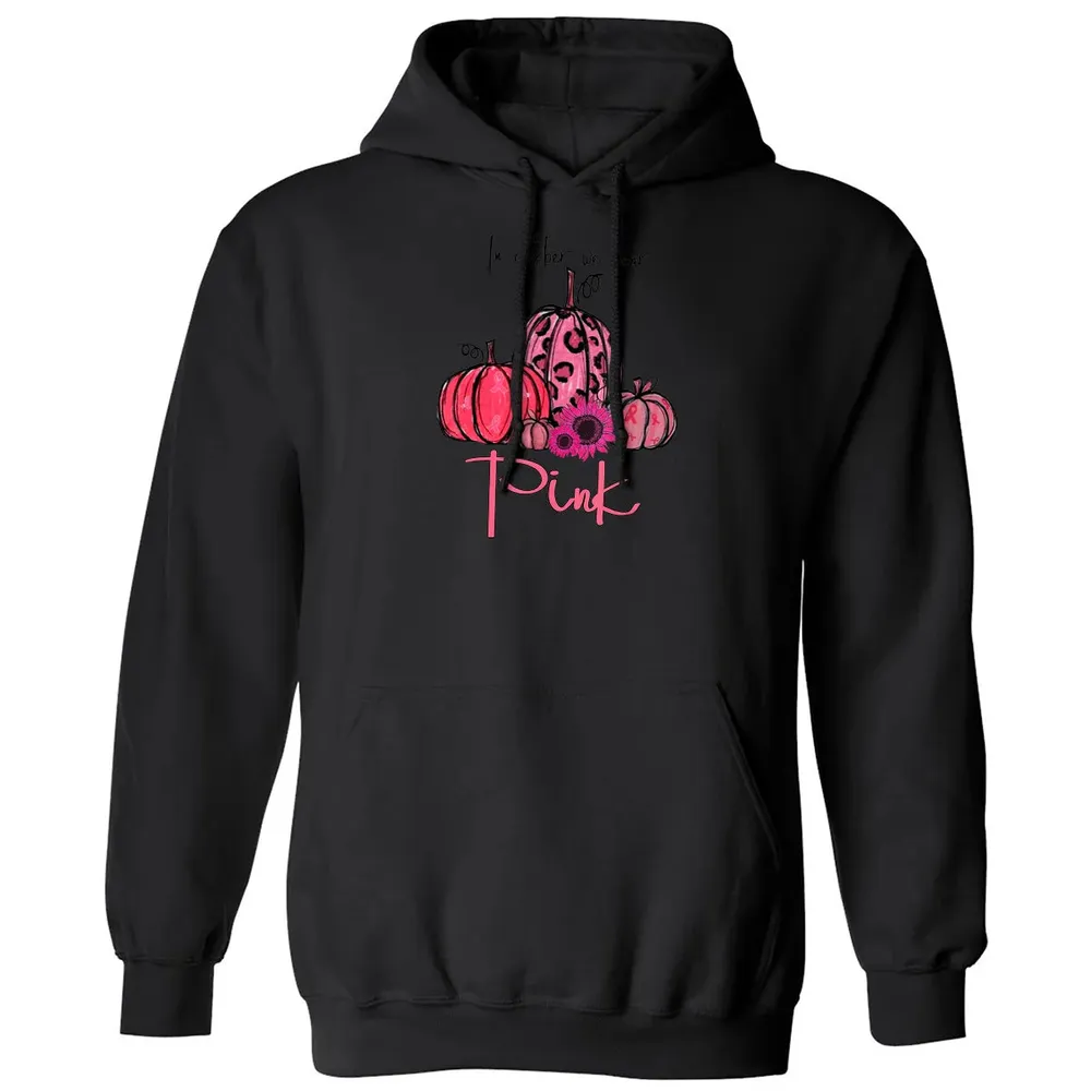 In October We Wear Pink Pumpkin Breast Cancer Halloween Classic Unisex Hoodie - 11