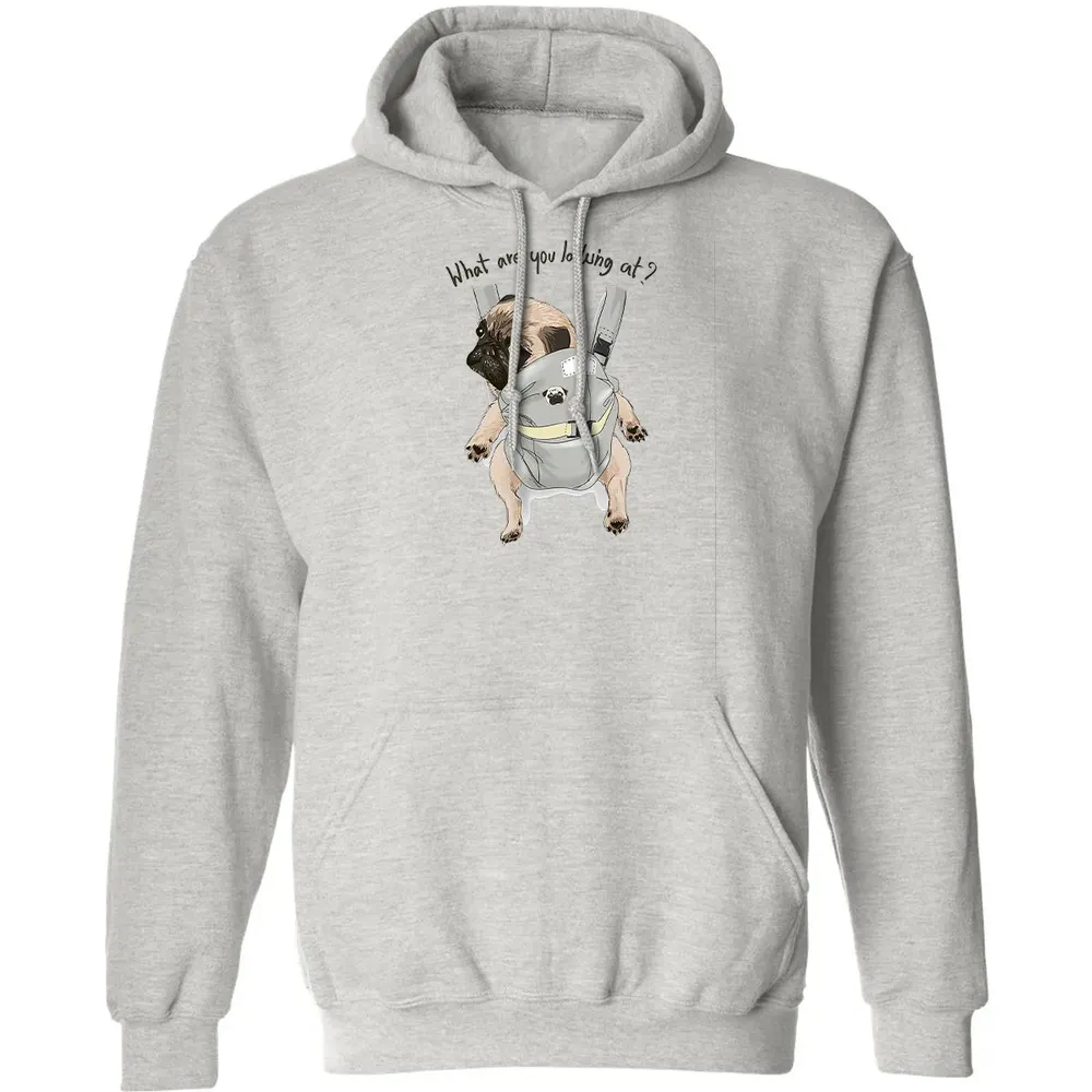 What Are You Looking At   Cute Pug In Back Carrier Classic Unisex Hoodie - 2