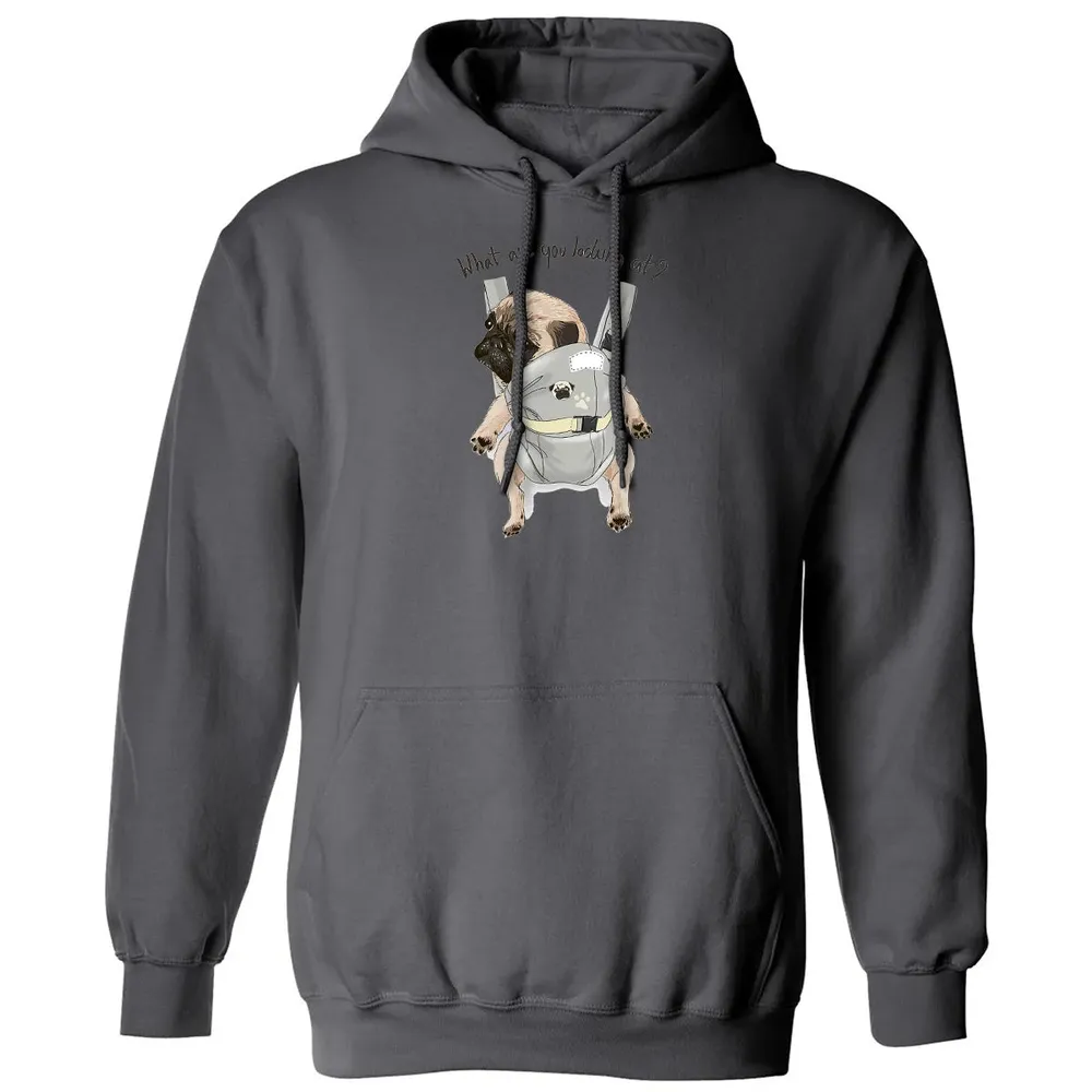 What Are You Looking At   Cute Pug In Back Carrier Classic Unisex Hoodie - 7