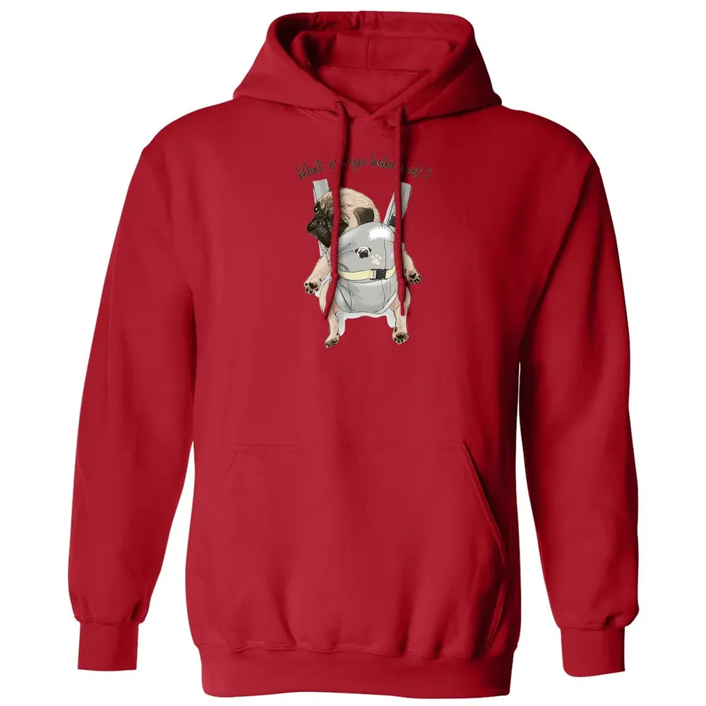 What Are You Looking At   Cute Pug In Back Carrier Classic Unisex Hoodie - 5
