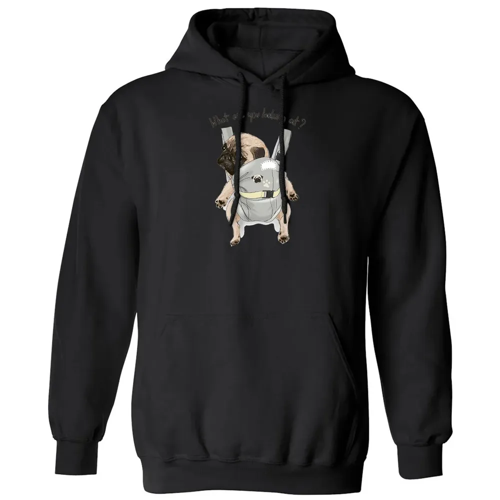 What Are You Looking At   Cute Pug In Back Carrier Classic Unisex Hoodie - 11