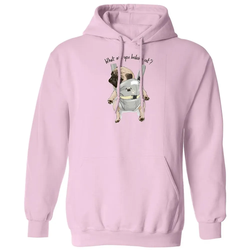 What Are You Looking At   Cute Pug In Back Carrier Classic Unisex Hoodie - 3