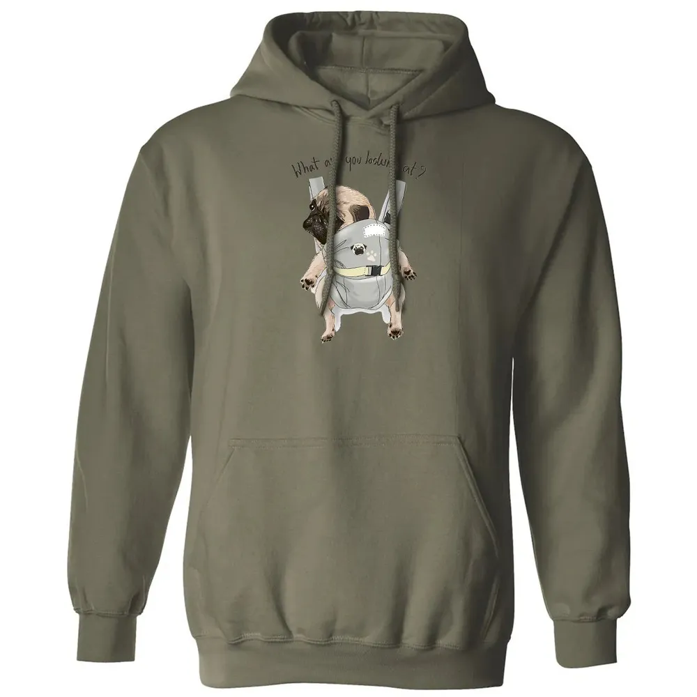 What Are You Looking At   Cute Pug In Back Carrier Classic Unisex Hoodie - 4