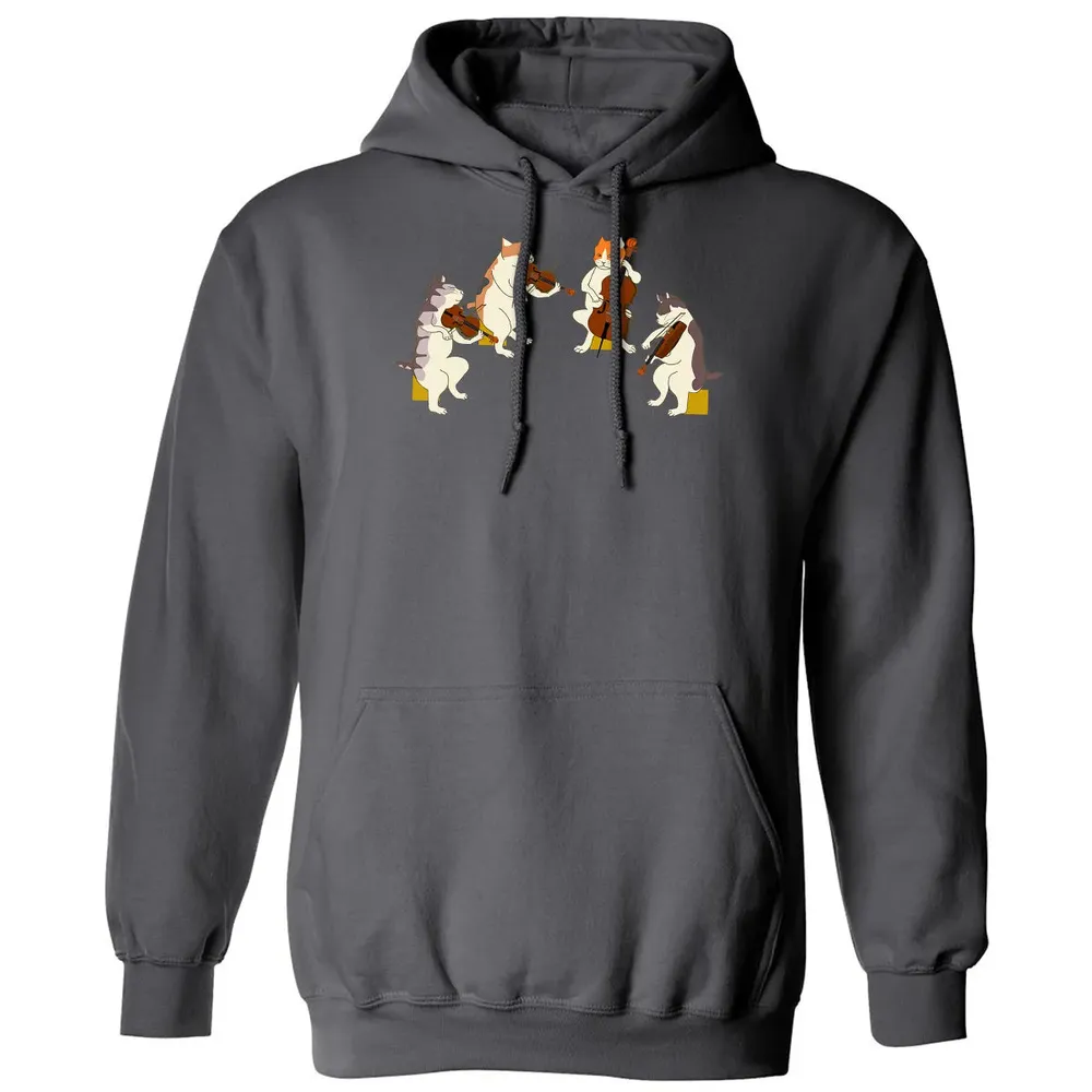 Fun Cats Playing Violin Cello  Gift Music Cat Lover Classic Unisex Hoodie - 7