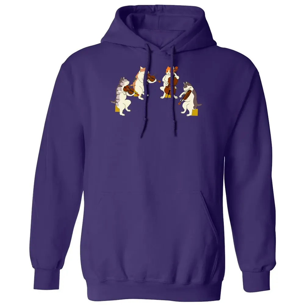 Fun Cats Playing Violin Cello  Gift Music Cat Lover Classic Unisex Hoodie - 6