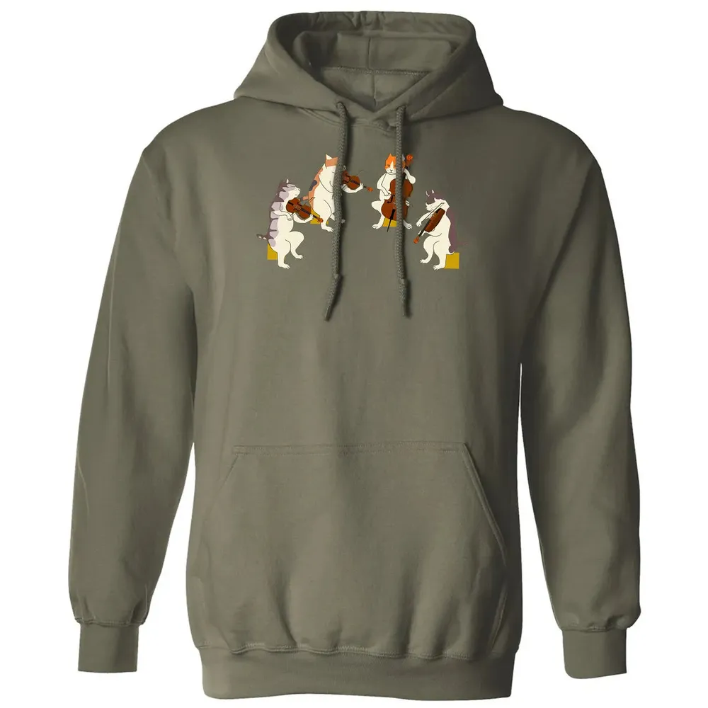 Fun Cats Playing Violin Cello  Gift Music Cat Lover Classic Unisex Hoodie - 4