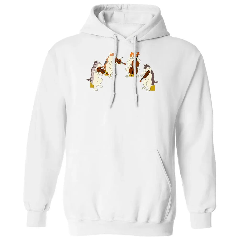 Fun Cats Playing Violin Cello  Gift Music Cat Lover Classic Unisex Hoodie - 11