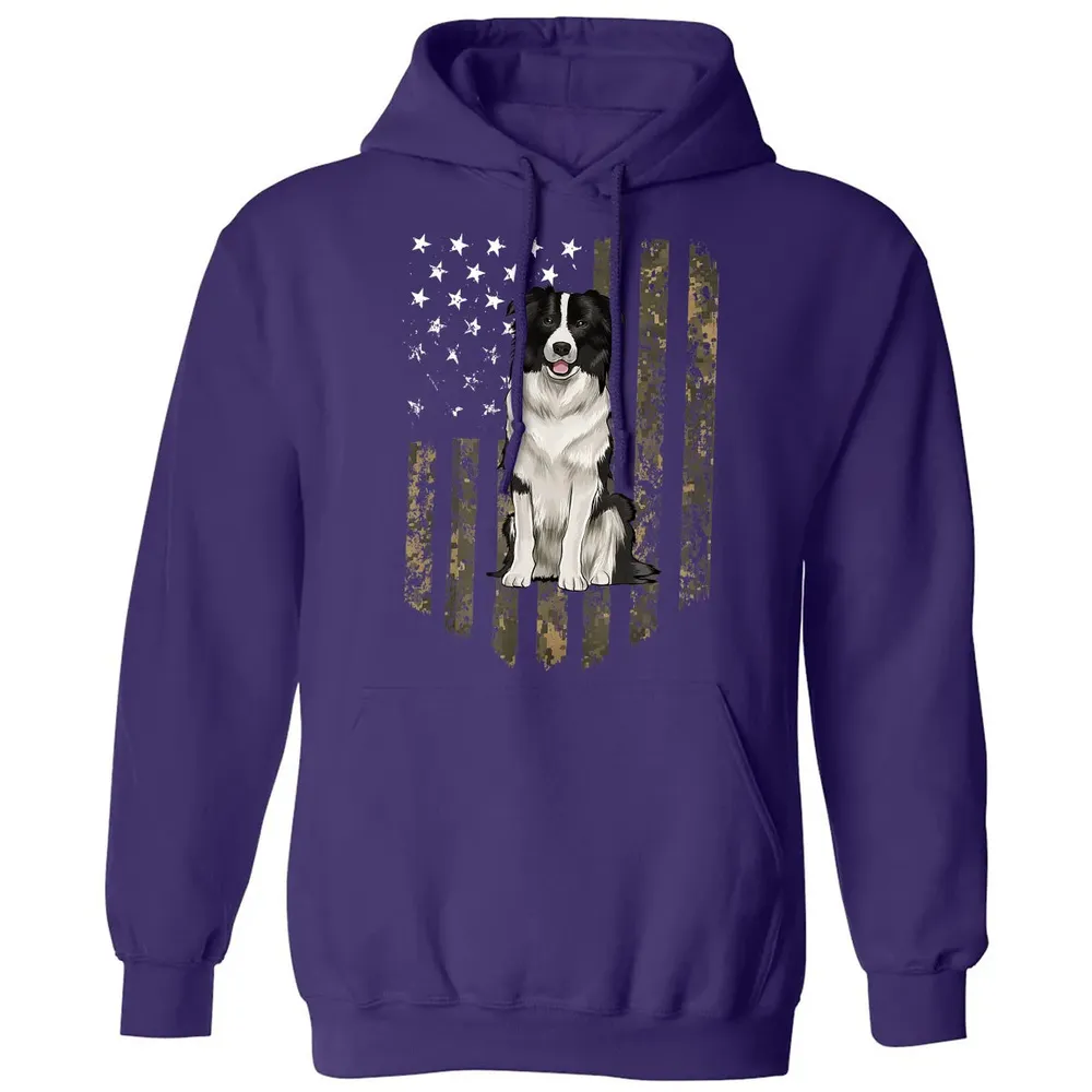 Camo American Flag Border Collie 4th Of July USA Classic Unisex Hoodie - 6
