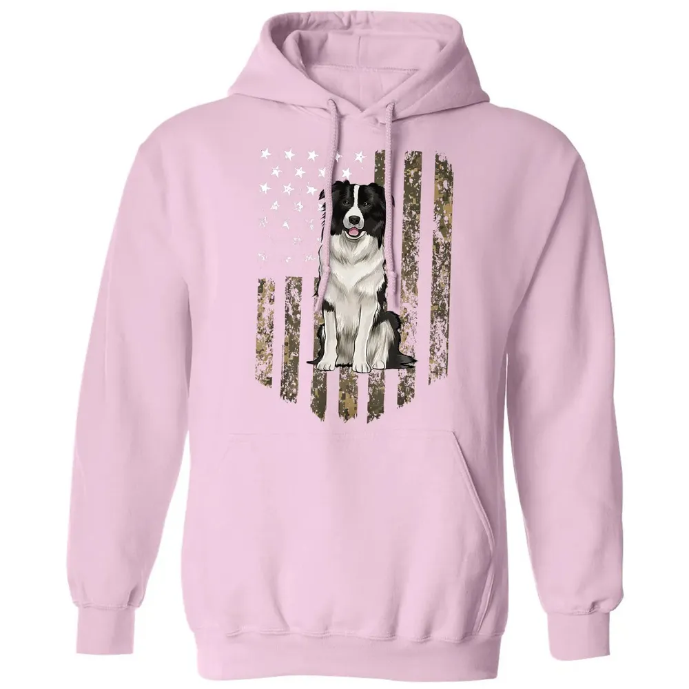 Camo American Flag Border Collie 4th Of July USA Classic Unisex Hoodie - 3