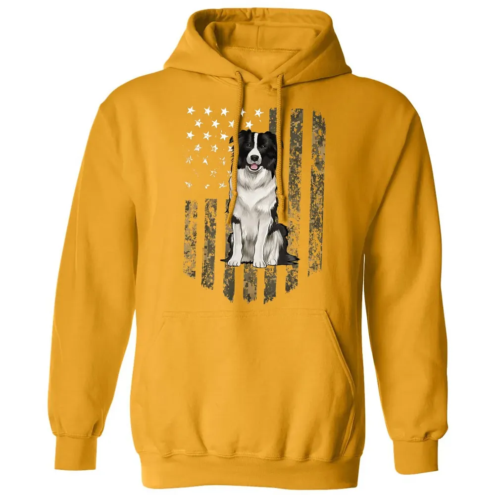 Camo American Flag Border Collie 4th Of July USA Classic Unisex Hoodie - 12