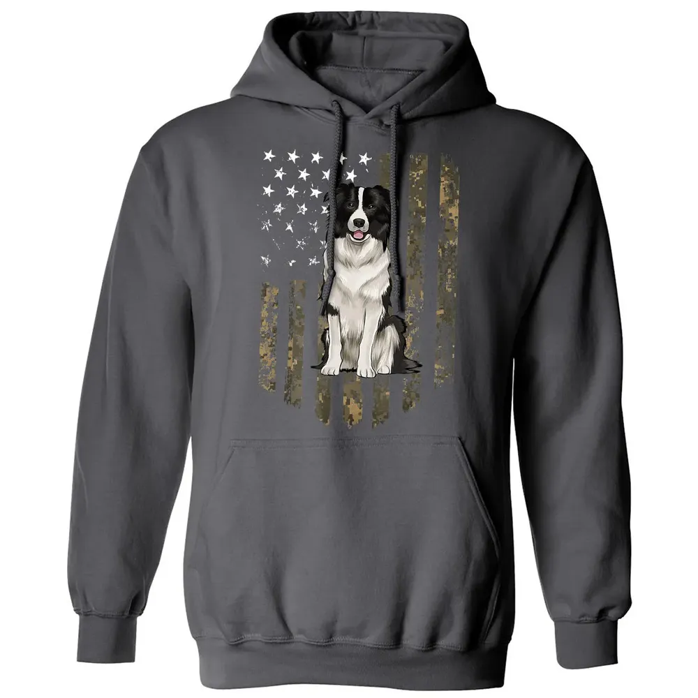 Camo American Flag Border Collie 4th Of July USA Classic Unisex Hoodie - 7