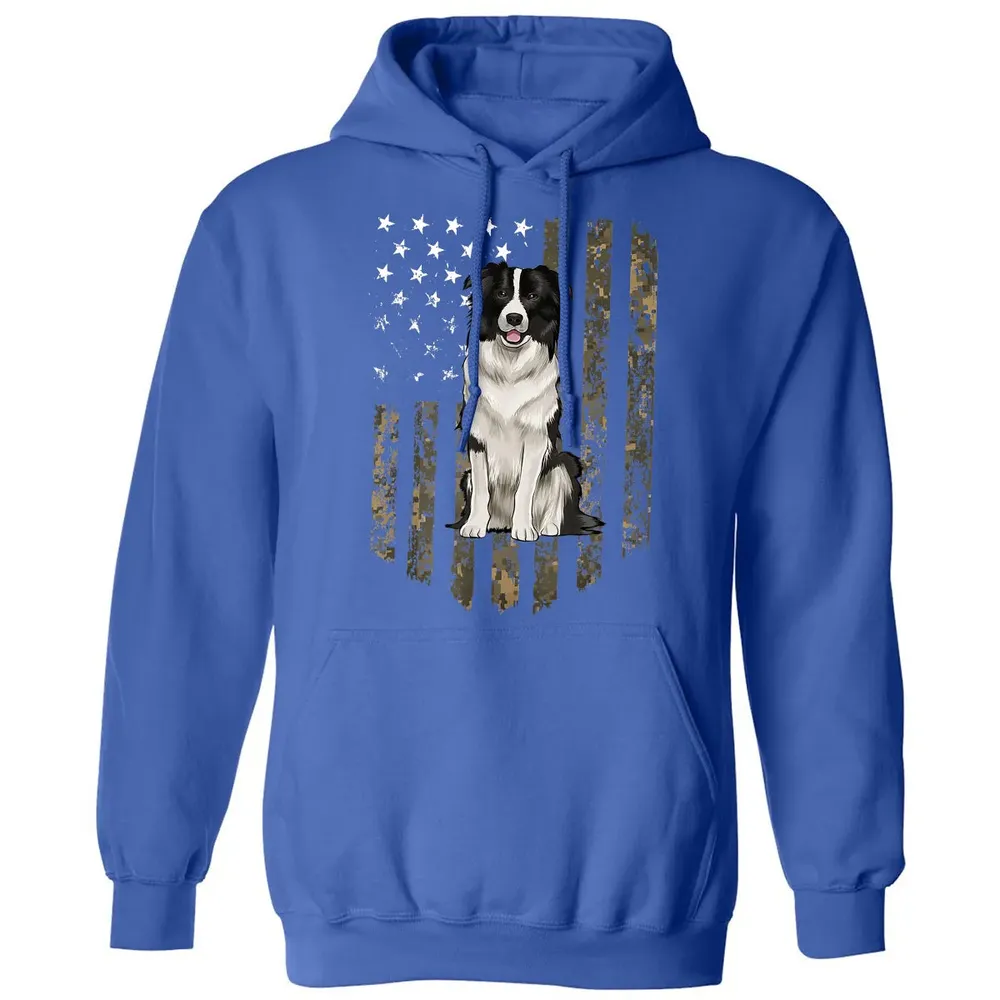 Camo American Flag Border Collie 4th Of July USA Classic Unisex Hoodie - 9