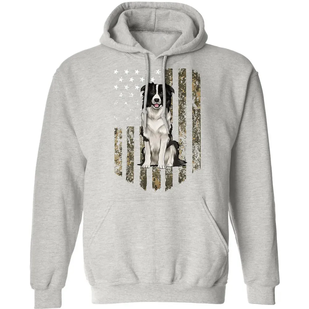 Camo American Flag Border Collie 4th Of July USA Classic Unisex Hoodie - 8