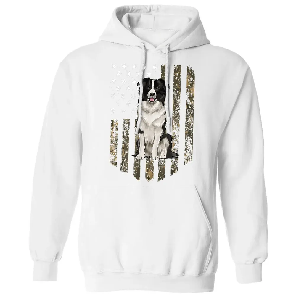 Camo American Flag Border Collie 4th Of July USA Classic Unisex Hoodie - 11