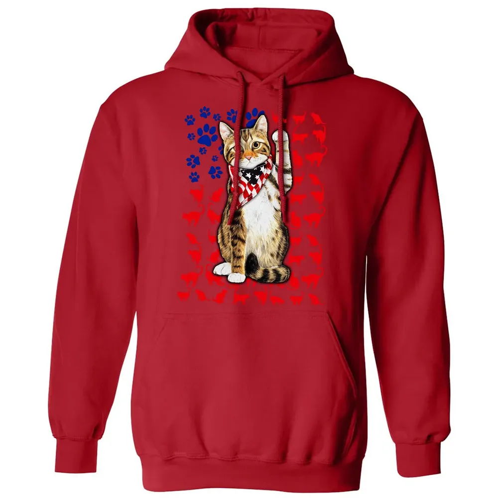 Cat 4th of July Classic Unisex Hoodie - 5