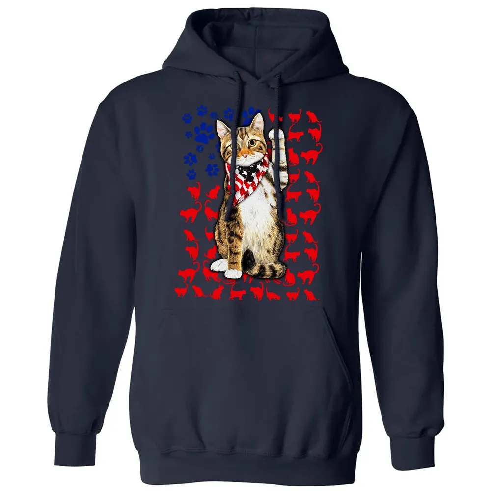 Cat 4th of July Classic Unisex Hoodie - 8