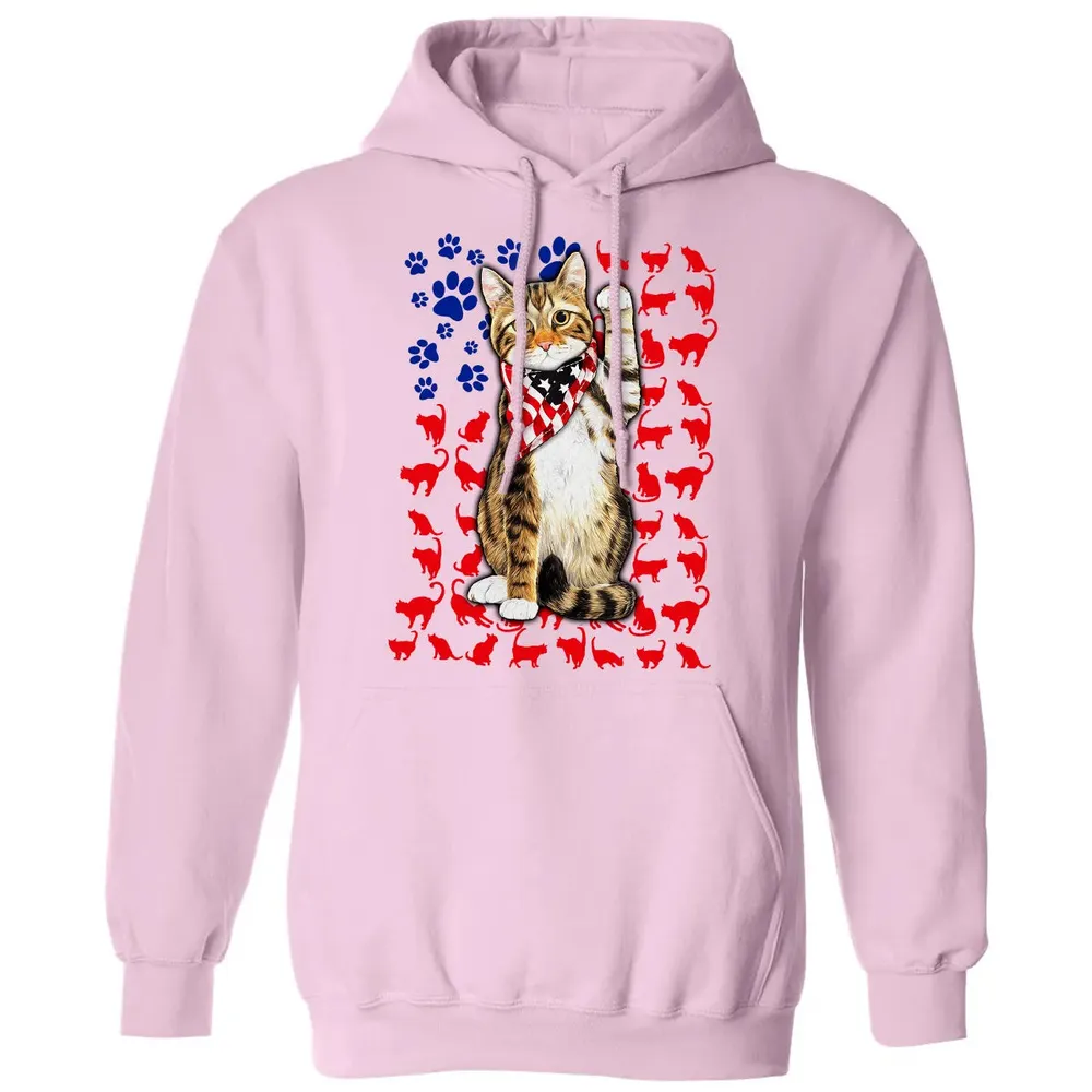 Cat 4th of July Classic Unisex Hoodie - 3