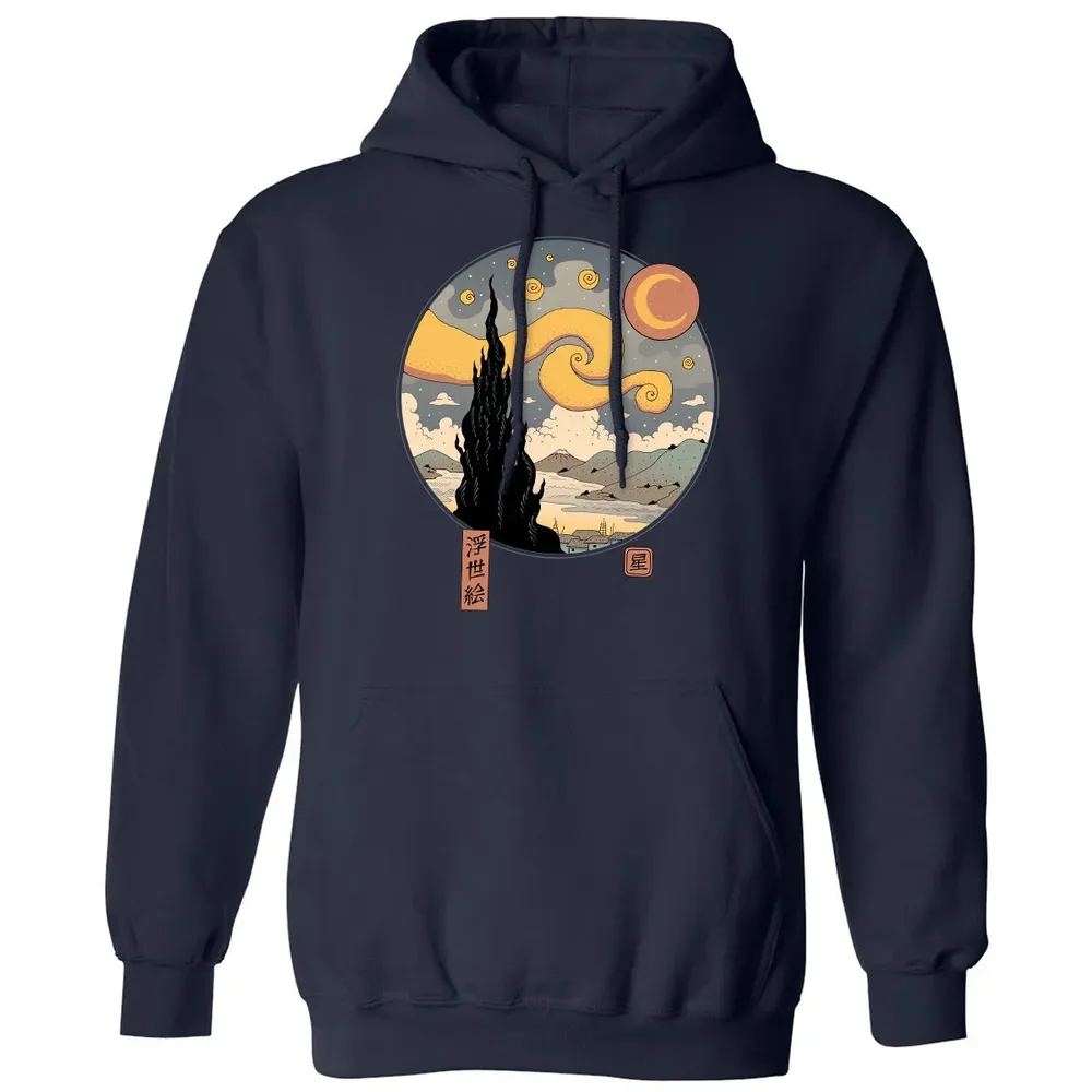 Starry Ukiyo-e Night Classic Unisex Hoodie - 2