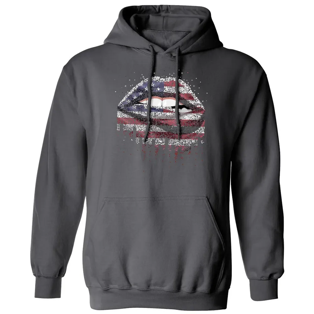 American Flag Sexy Biting Lip 4th Of July USA America Classic Unisex Hoodie - 7