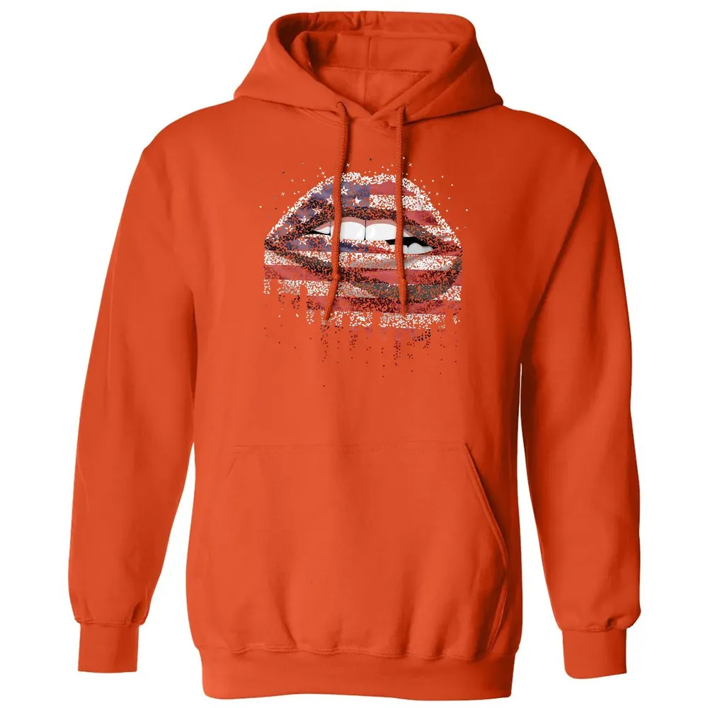 American Flag Sexy Biting Lip 4th Of July USA America Classic Unisex Hoodie - 10