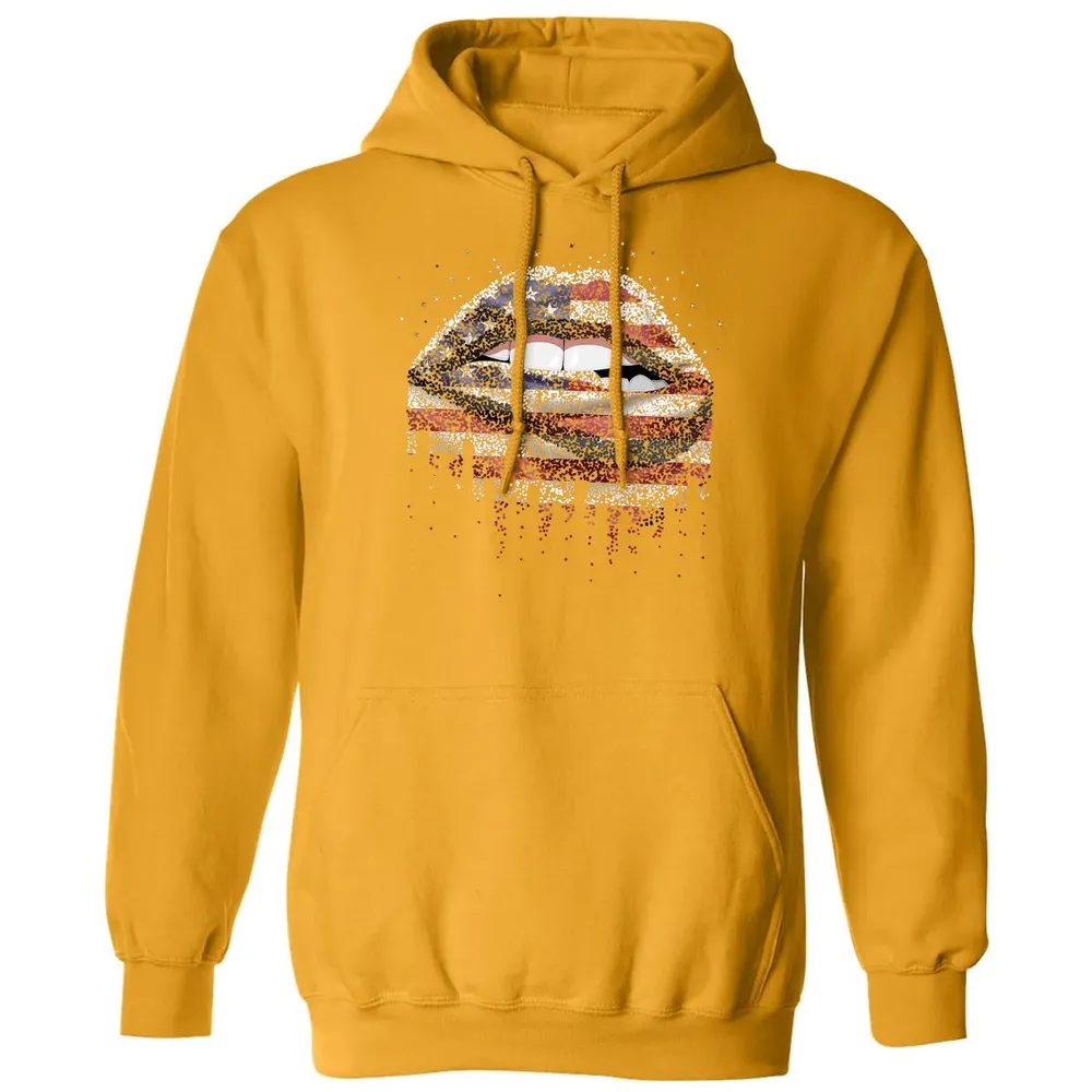 American Flag Sexy Biting Lip 4th Of July USA America Classic Unisex Hoodie - 12