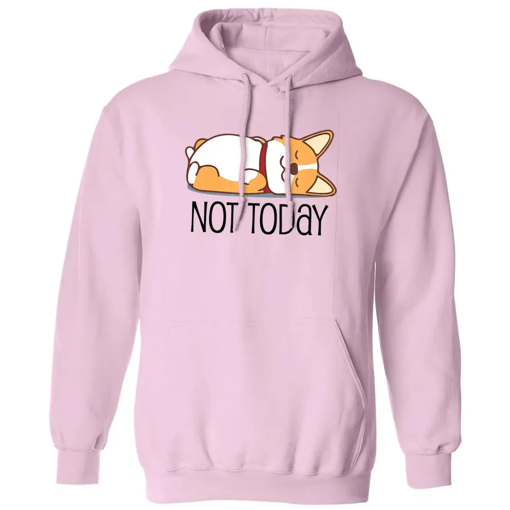 Cute Corgi Gift Funny Dog Lover Not Today Lazy Animal Classic Unisex Hoodie - 3
