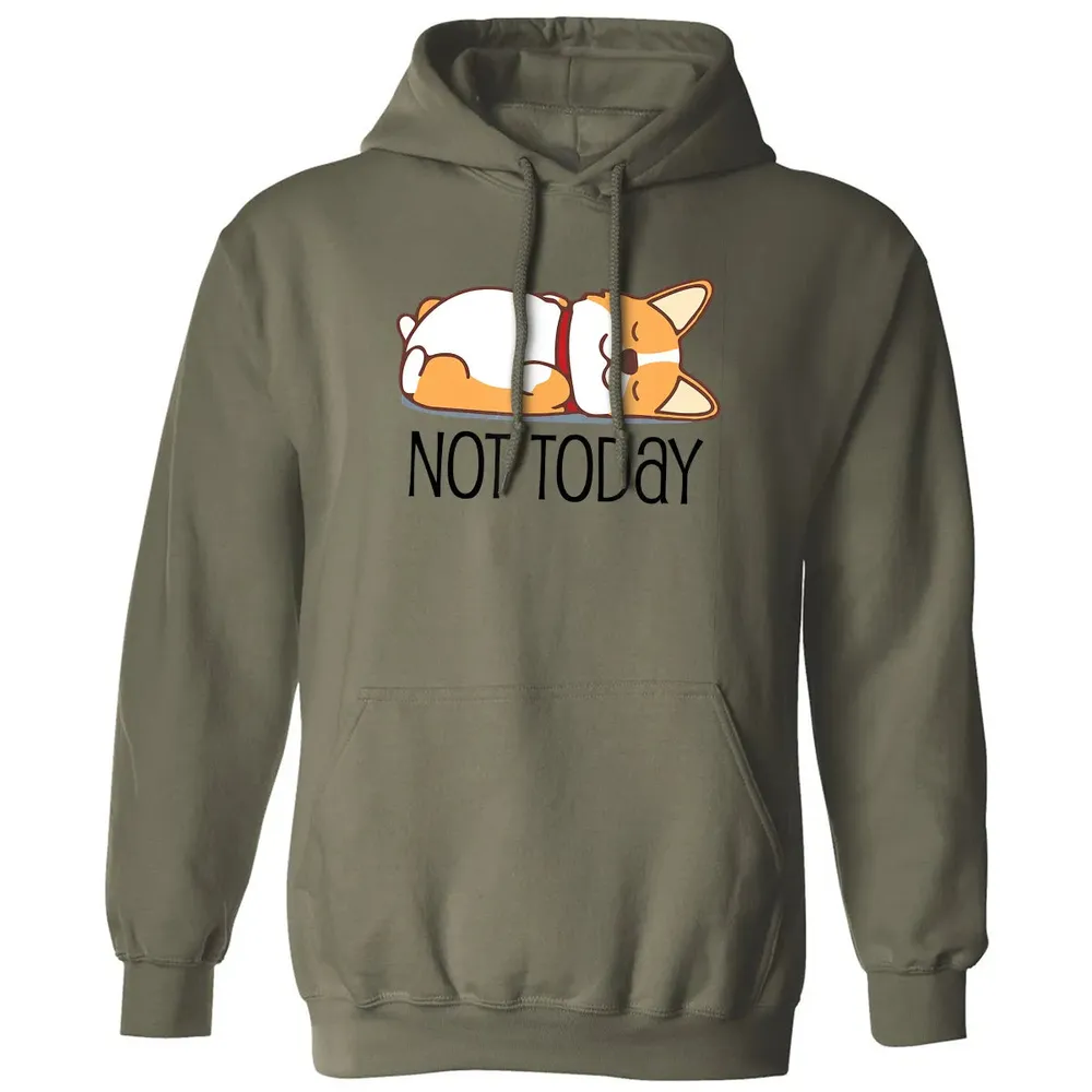 Cute Corgi Gift Funny Dog Lover Not Today Lazy Animal Classic Unisex Hoodie - 4