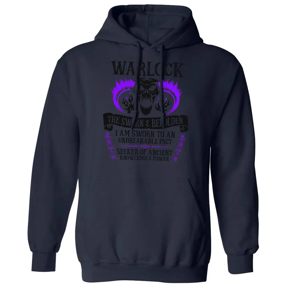 WARLOCK, THE SWORN AND BEHOLDEN (Black Text) Classic Unisex Hoodie - 8
