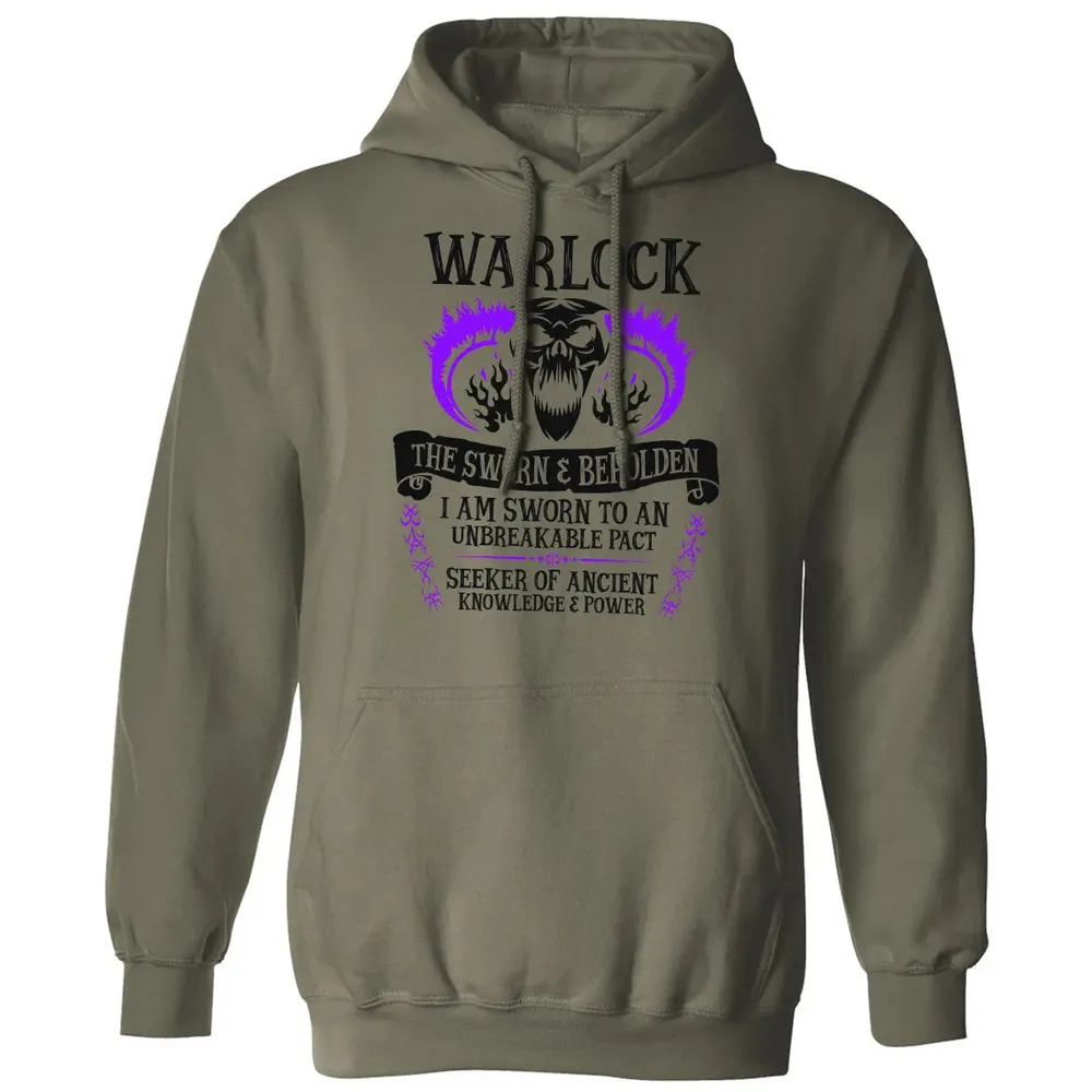 WARLOCK, THE SWORN AND BEHOLDEN (Black Text) Classic Unisex Hoodie - 4