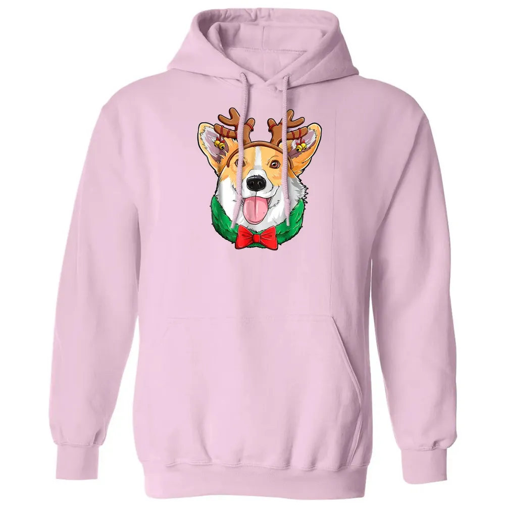 Corgi Christmas  Reindeer Antlers Dog Xmas Girls Kids Classic Unisex Hoodie - 3