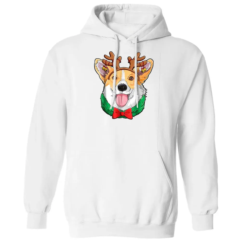Corgi Christmas  Reindeer Antlers Dog Xmas Girls Kids Classic Unisex Hoodie - 11
