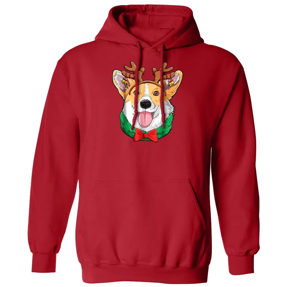 Corgi Christmas  Reindeer Antlers Dog Xmas Girls Kids Classic Unisex Hoodie - 5