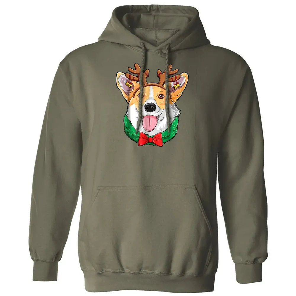 Corgi Christmas  Reindeer Antlers Dog Xmas Girls Kids Classic Unisex Hoodie - 4