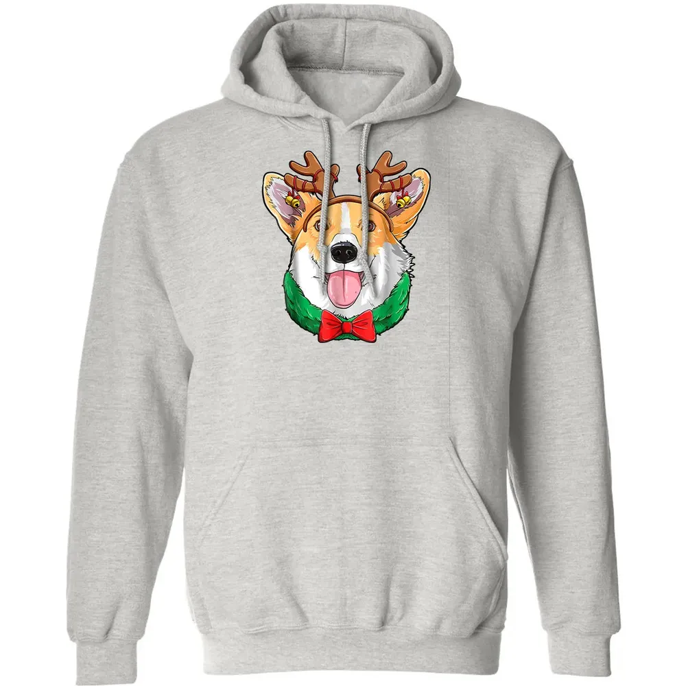Corgi Christmas  Reindeer Antlers Dog Xmas Girls Kids Classic Unisex Hoodie - 8