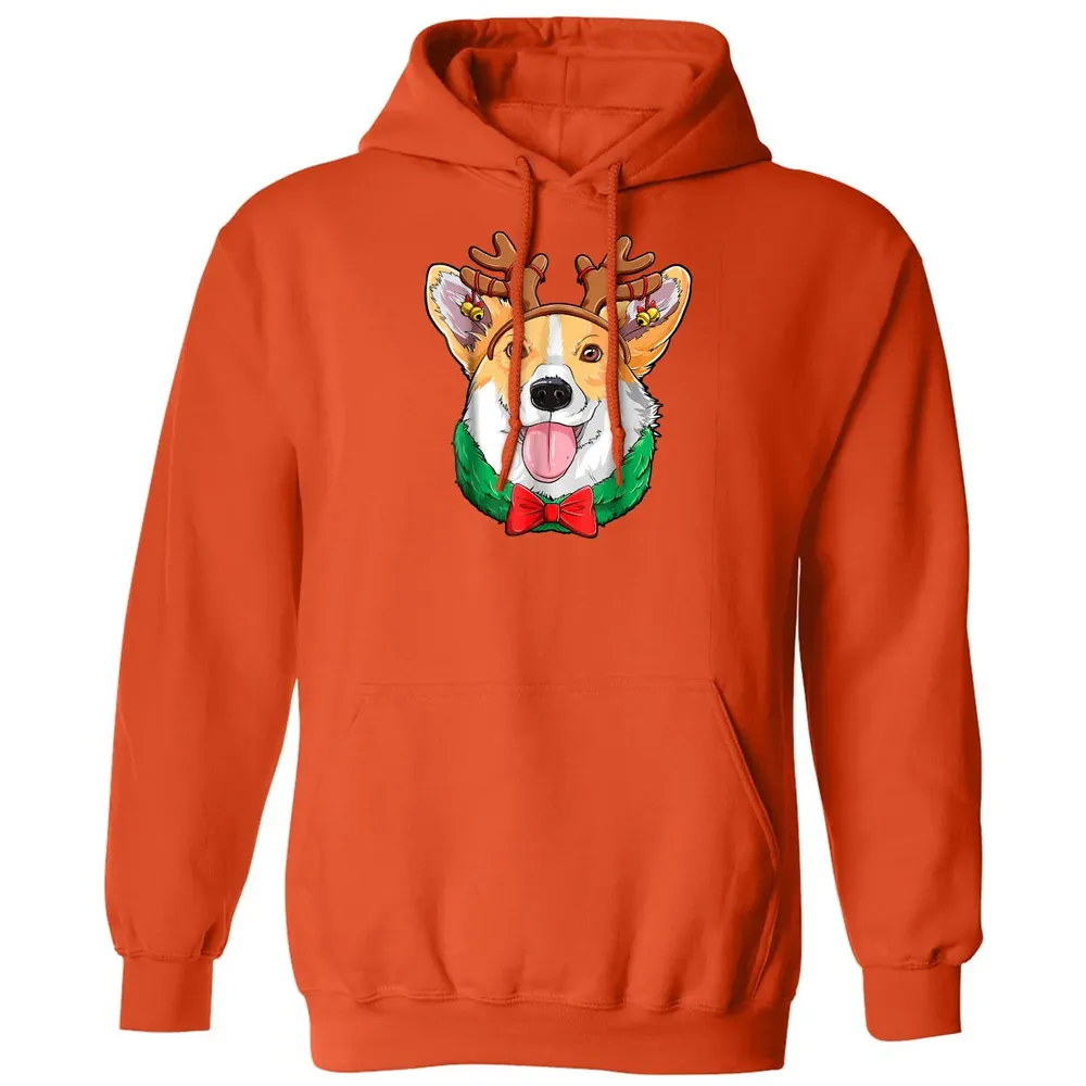 Corgi Christmas  Reindeer Antlers Dog Xmas Girls Kids Classic Unisex Hoodie - 10