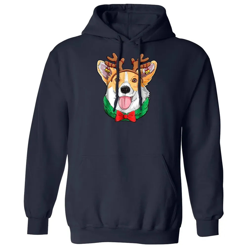 Corgi Christmas  Reindeer Antlers Dog Xmas Girls Kids Classic Unisex Hoodie - 2